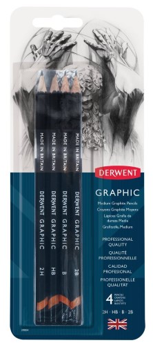 Derwent Graphic - pakke med 4 stk blyanter (2H + HB + B + 2B)