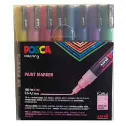 Posca Tusch - PC-3ML - Æske med 8 stk. (Glitter) - Posca sortiment