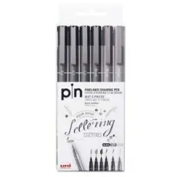 Uni pin fine line marker - sæt med 6 - 