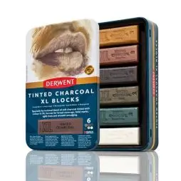 Derwent Tinted Charcoal XL Blocks 6 stk - Kul Til Tegning