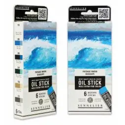 Sennelier Artist Oil Stick Set - 6 Mini Oil Sticks - Seascape - Calligraphy