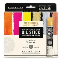 Sennelier Artist Oil Stick Set Of 6x38ml - Fluorescent And Metallic - Natursøjler - Granit