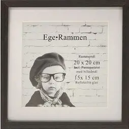Ege Rammen Sort 20 x 20 - Incl Passepartout til 15x15 - Ege Rammen Sort