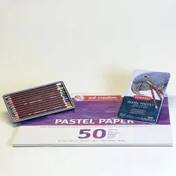 Startpakke - Derwent Paste Farveblyanter + Pastel Papir - Startpakker