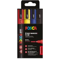 Posca PC-5M Standard Color 4 stk. - Dansk Kvalitets Lærreder I Specialmål